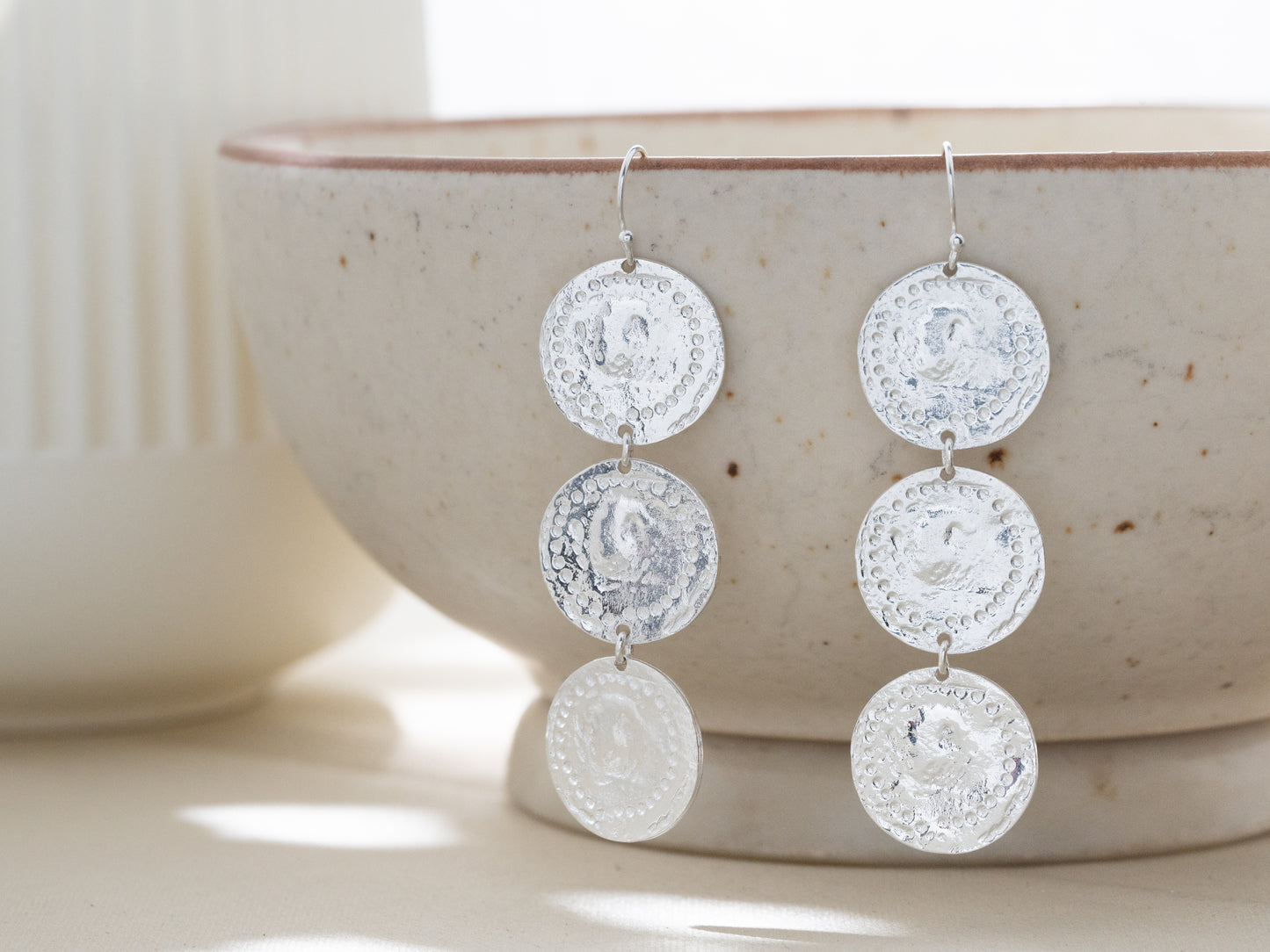 Tavira Silver Coin Earrings