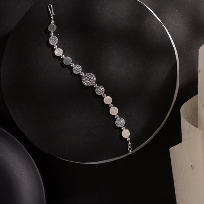 Textured Circle Silver Bracelet