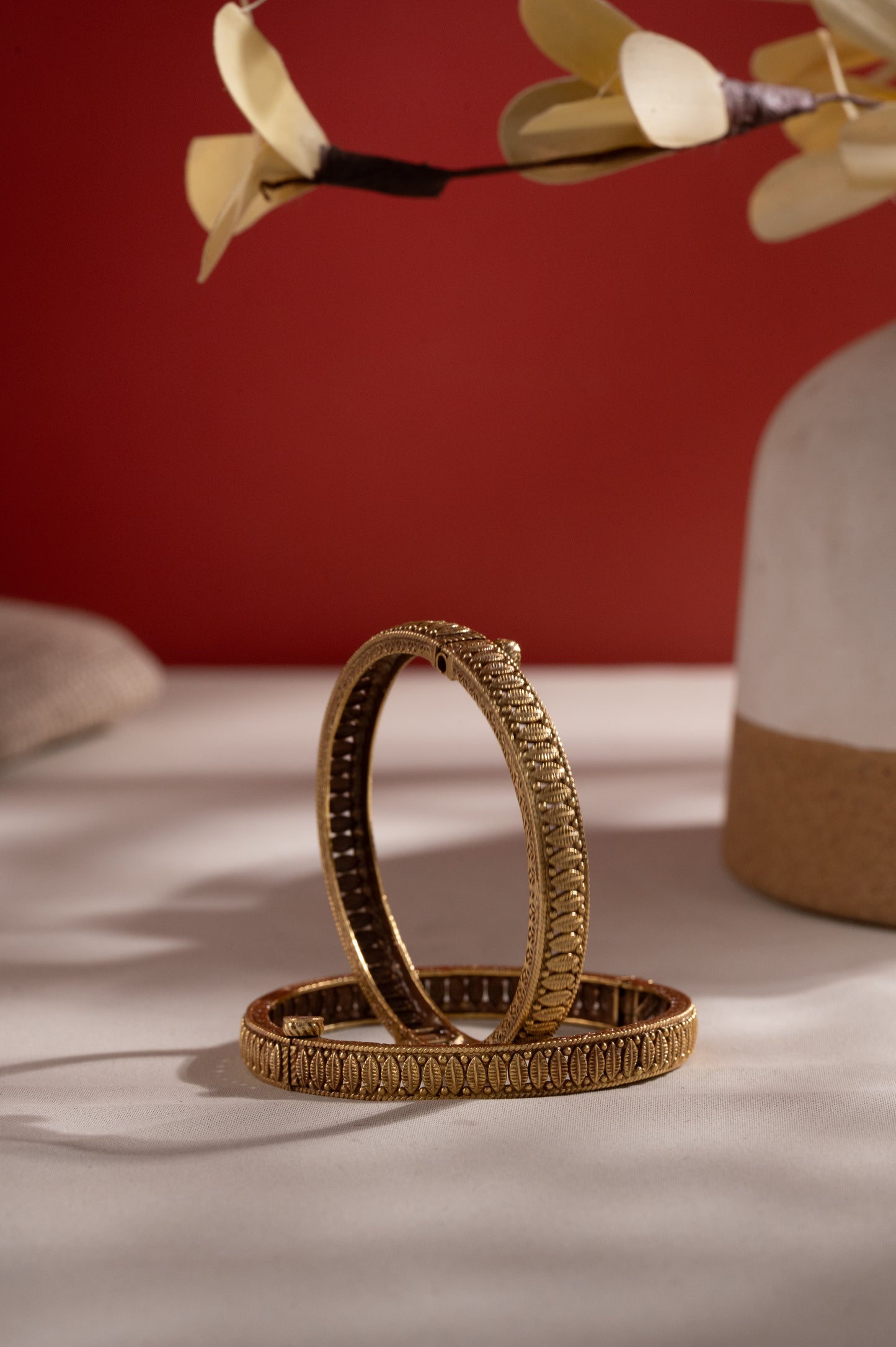 Gold Tone Textured Bangle Pair