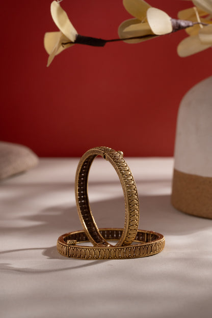 Gold Tone Textured Bangle Pair