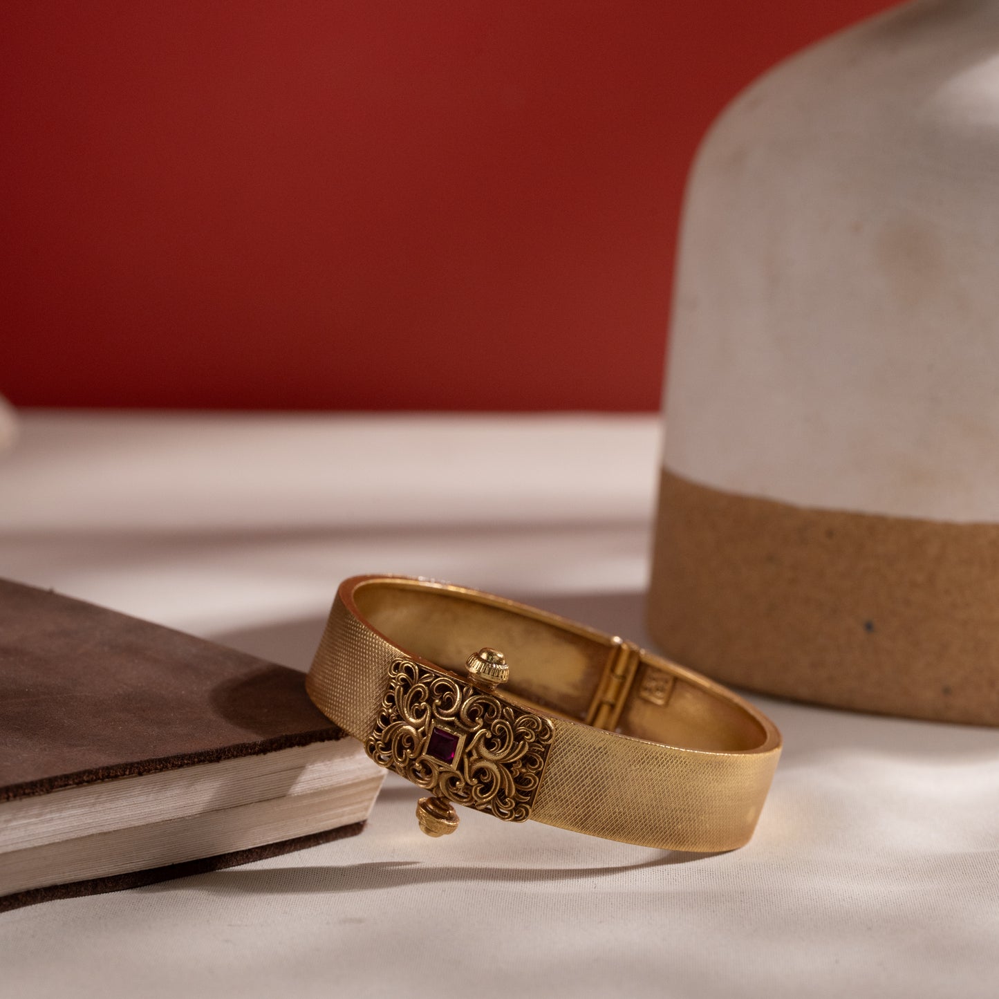 Meher Gold Tone Silver Kada