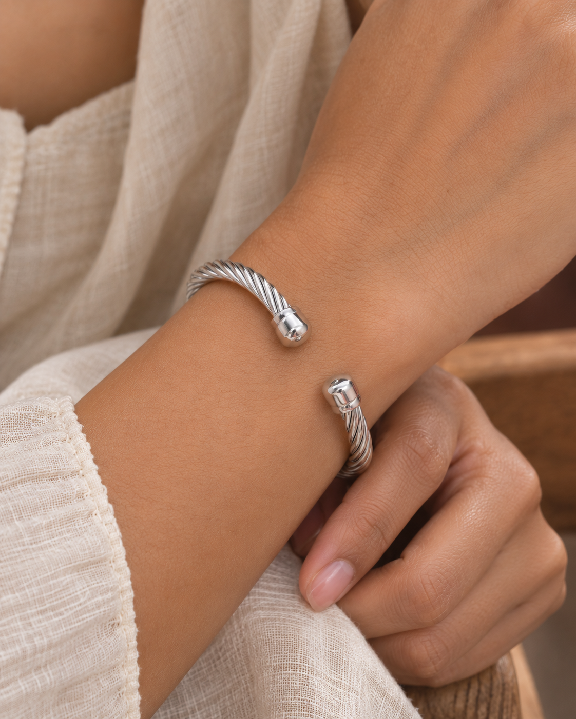 Twisted Rope-Texture Open Cuff Bracelet