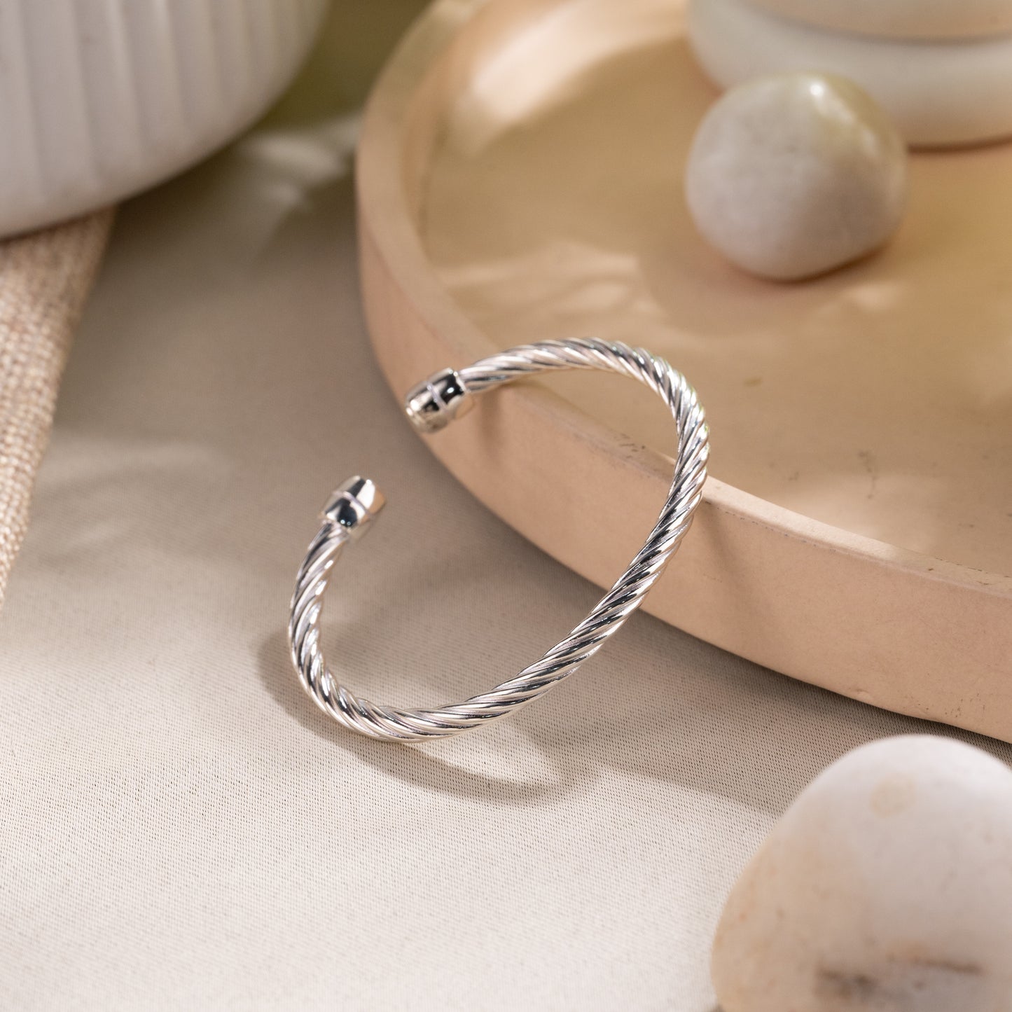 Twisted Rope-Texture Open Cuff Bracelet