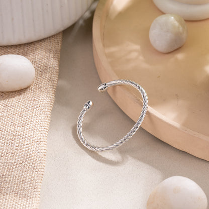 Twisted Rope-Texture Open Cuff Bracelet