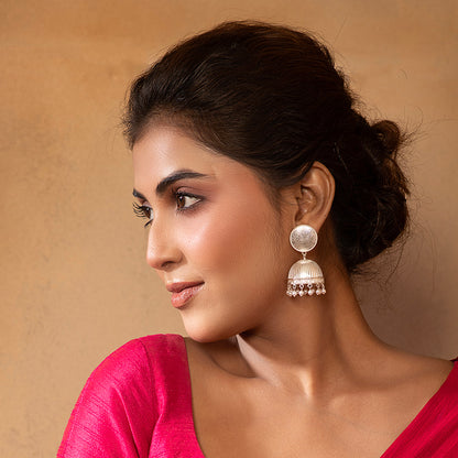 Manjari Silver Jhumka