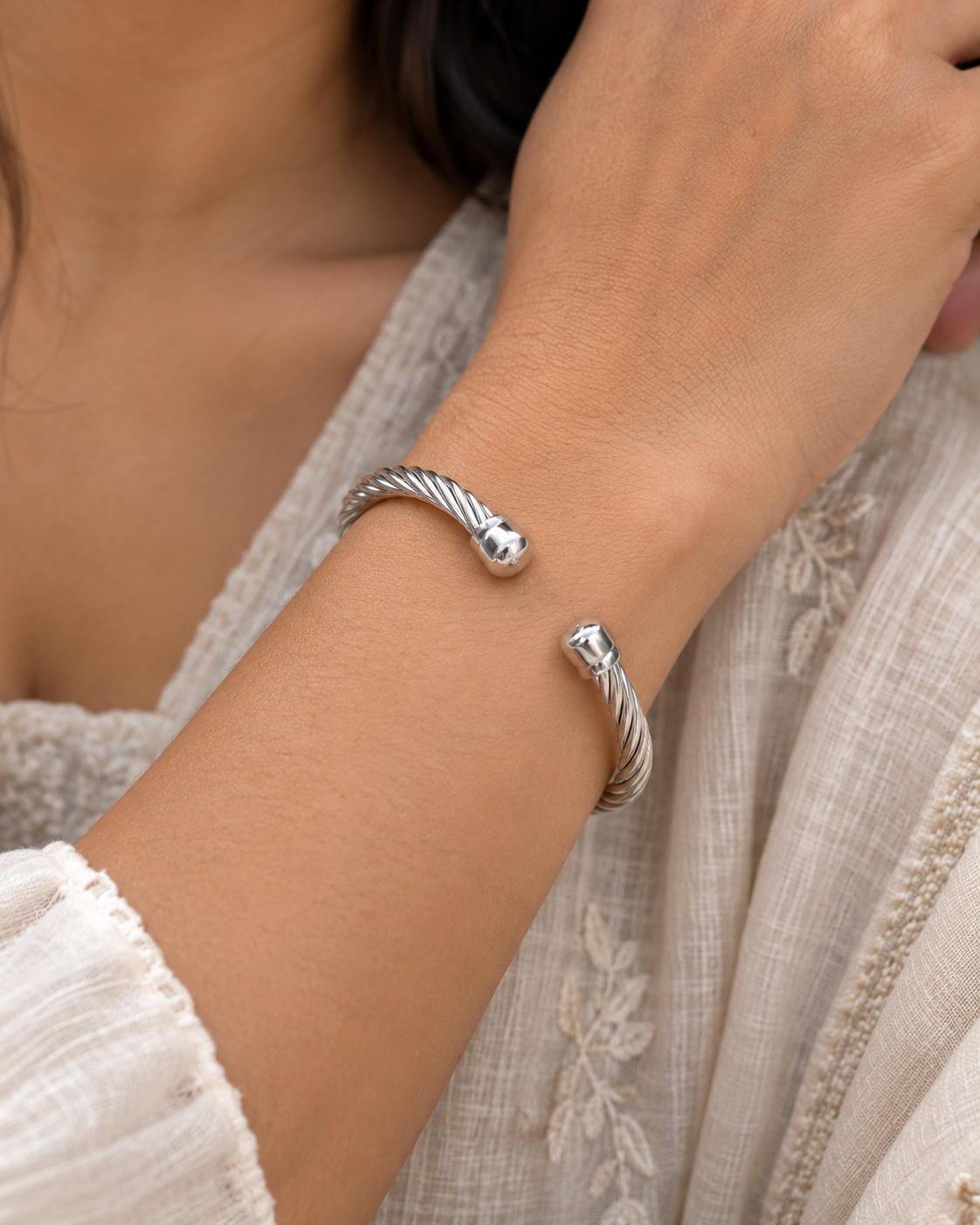Twisted Rope-Texture Open Cuff Bracelet