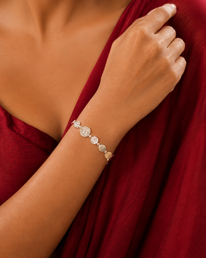Textured Circle Silver Bracelet