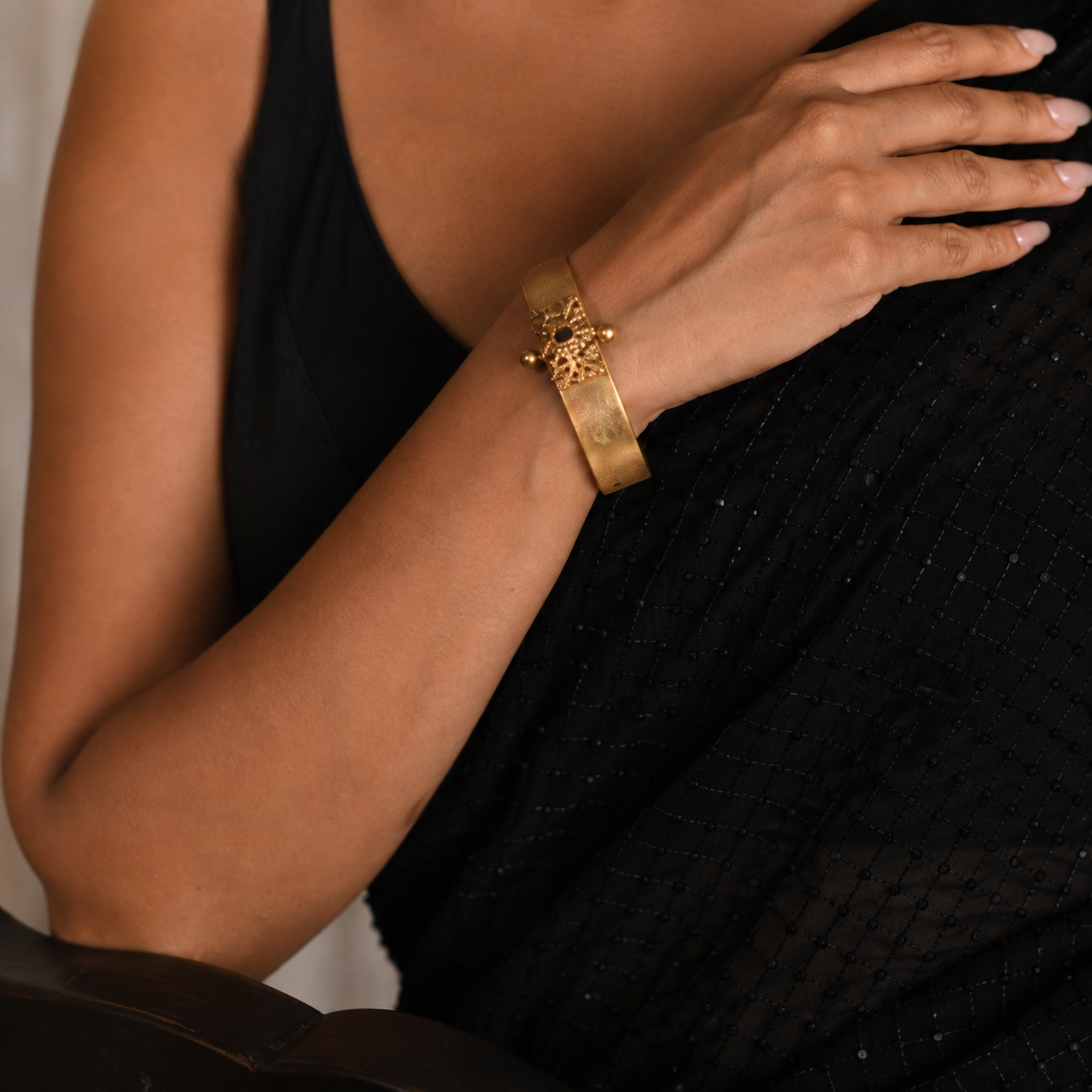 Meher Gold Tone Silver Kada