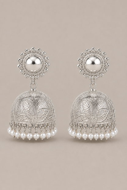 Sharanya Silver Jhumka
