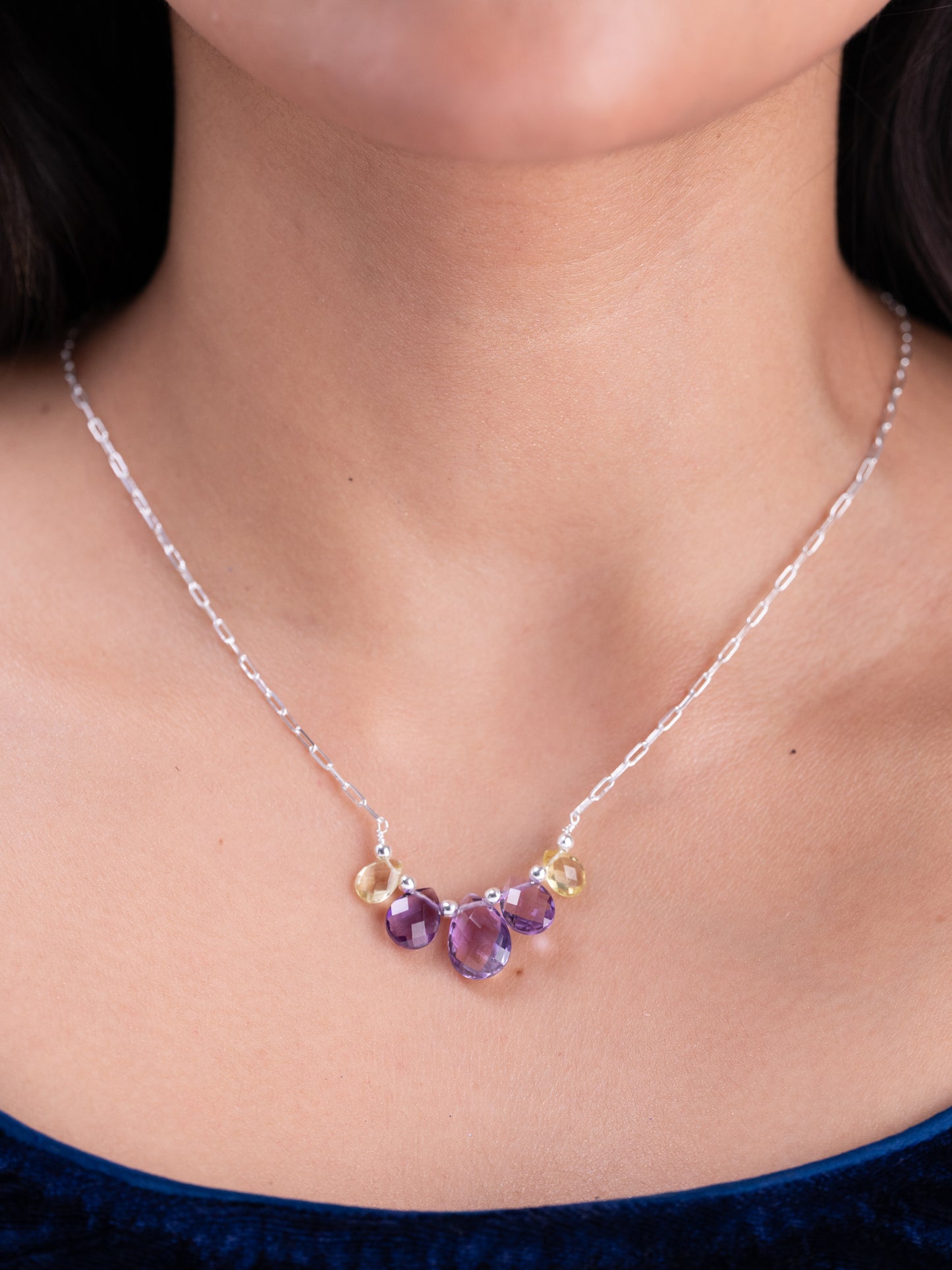 Ishara Silver Stone Necklace