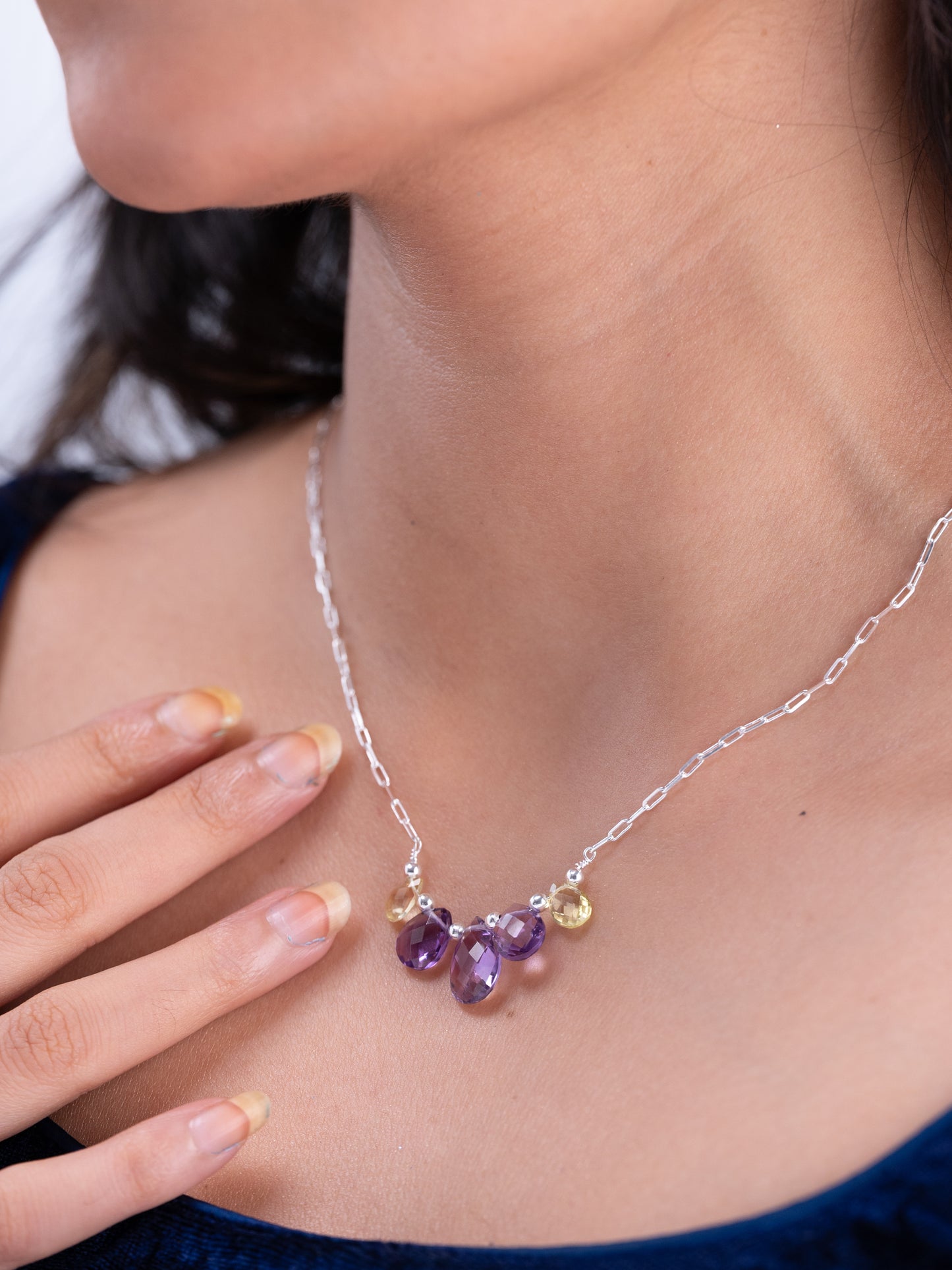Ishara Silver Stone Necklace
