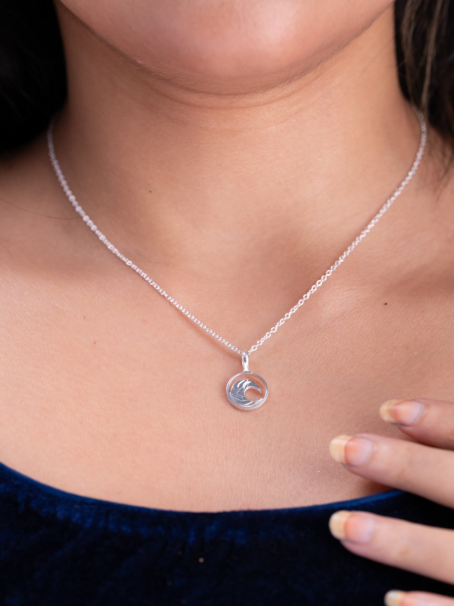 Juhi Silver Crescent Necklace