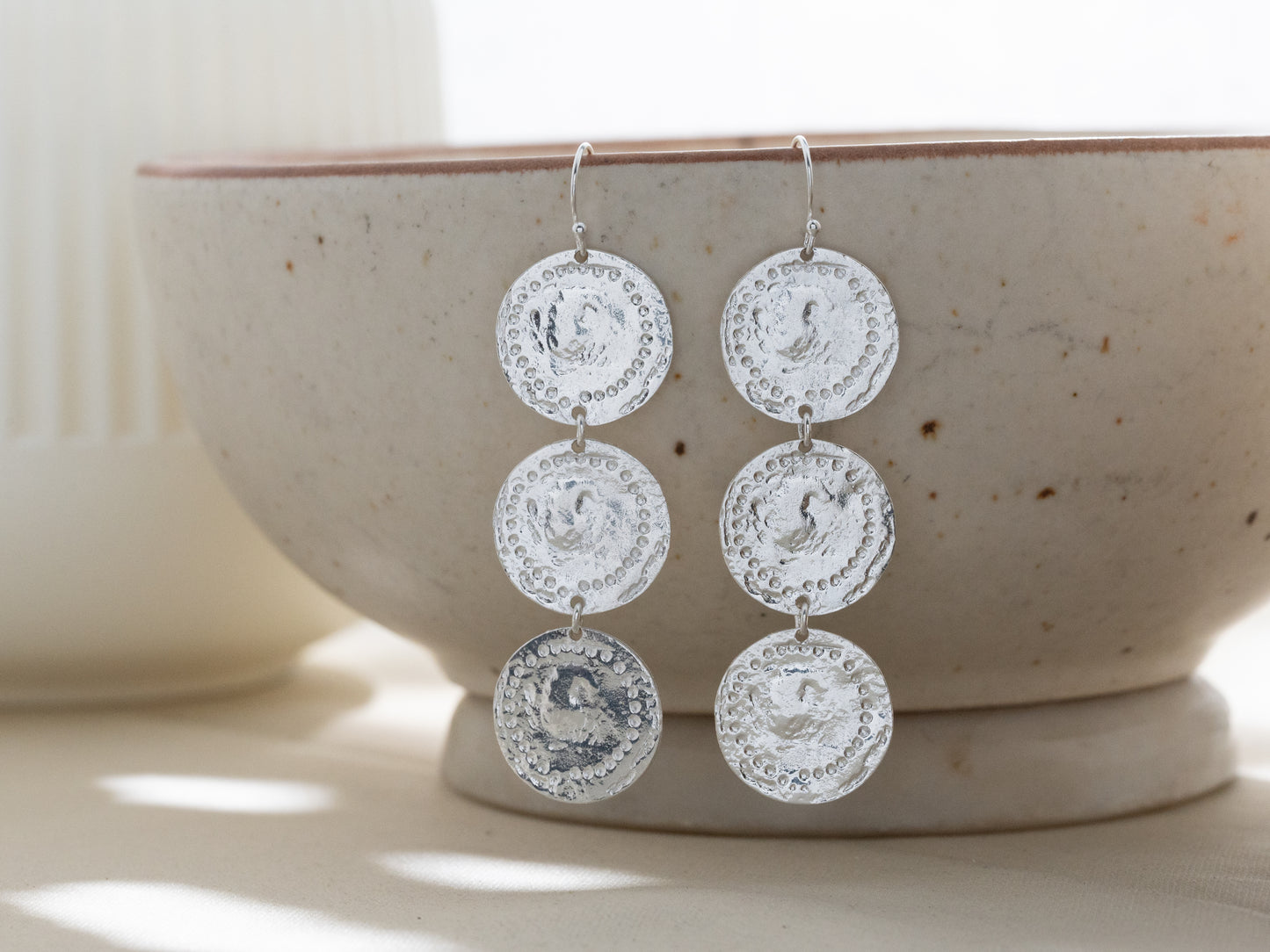 Tavira Silver Coin Earrings