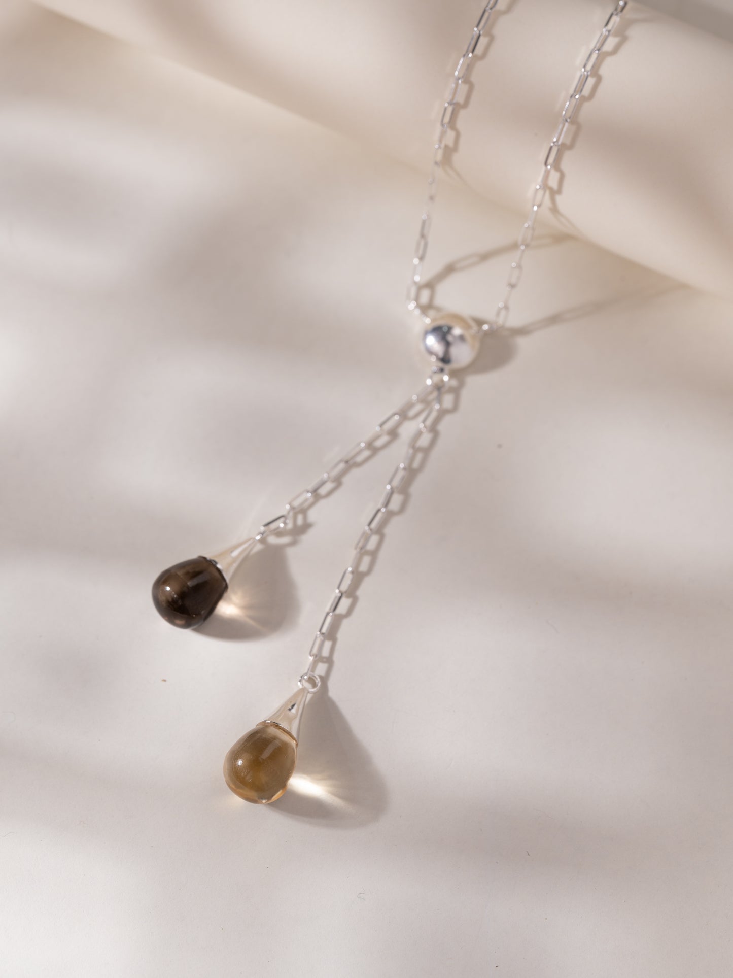 Svara Silver Drop Necklace