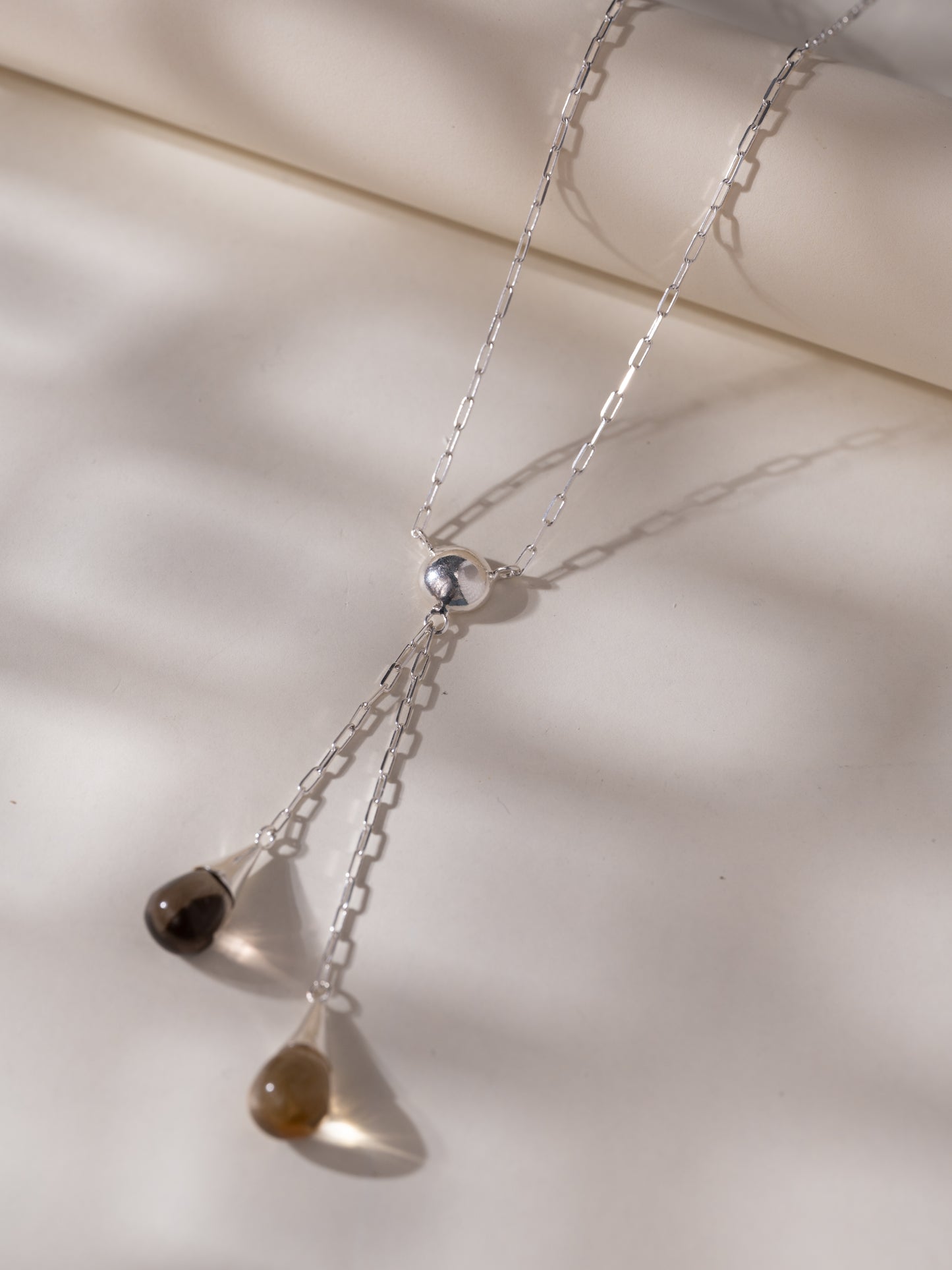 Svara Silver Drop Necklace