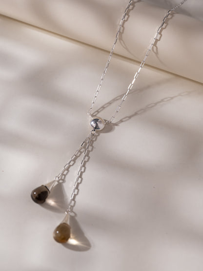 Svara Silver Drop Necklace