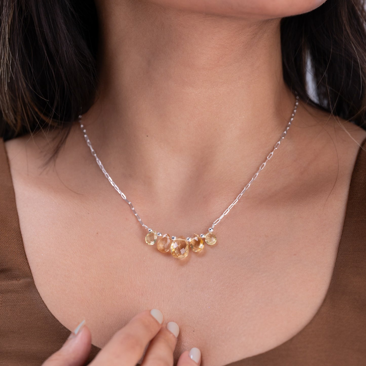 Inara Silver Stone Necklace