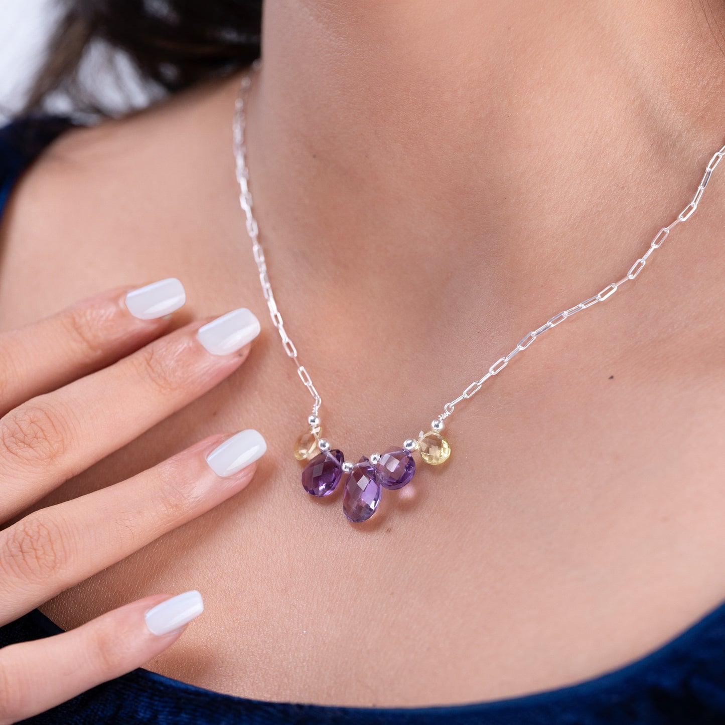 Ishara Silver Stone Necklace
