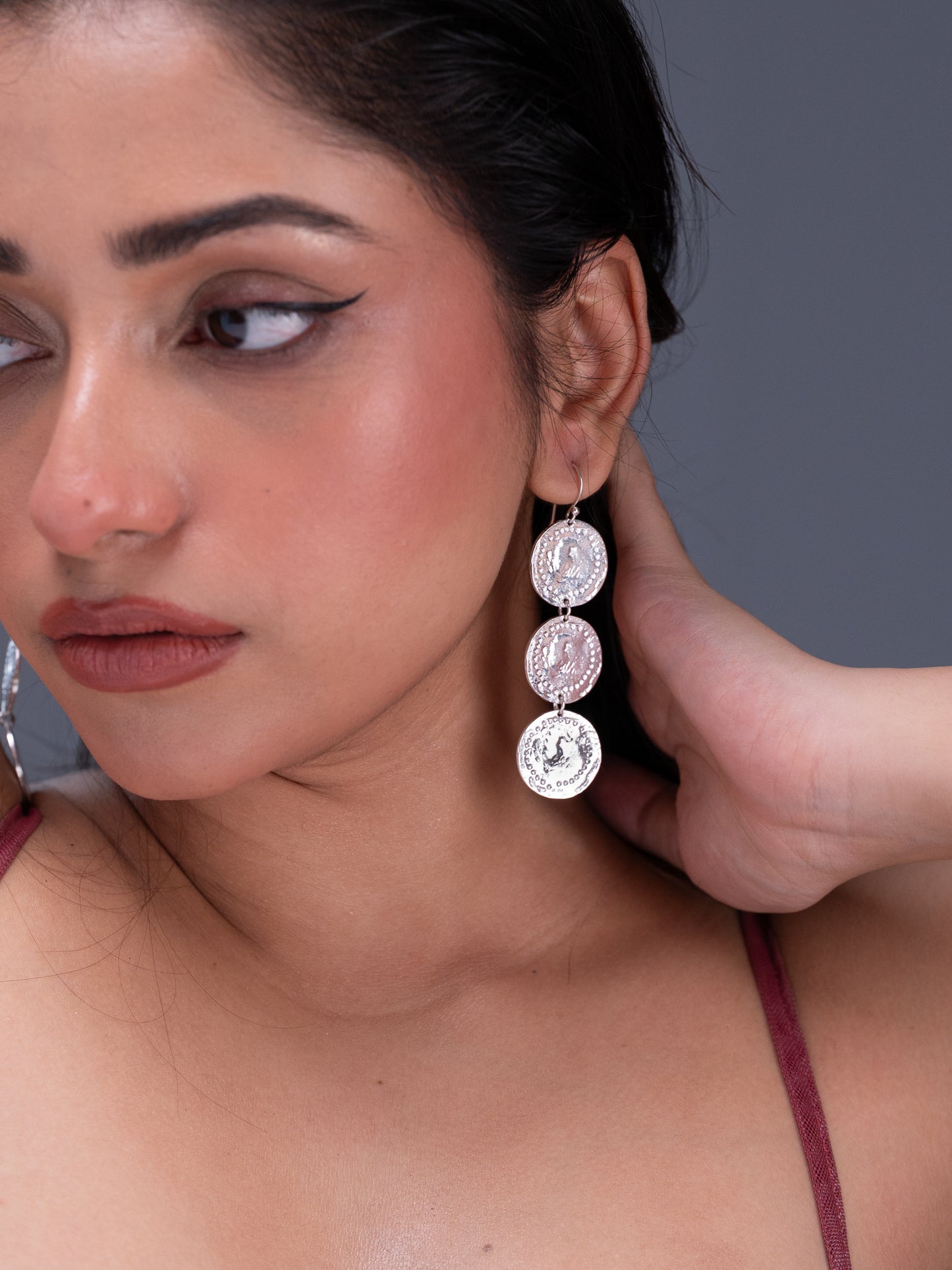 Tavira Silver Coin Earrings