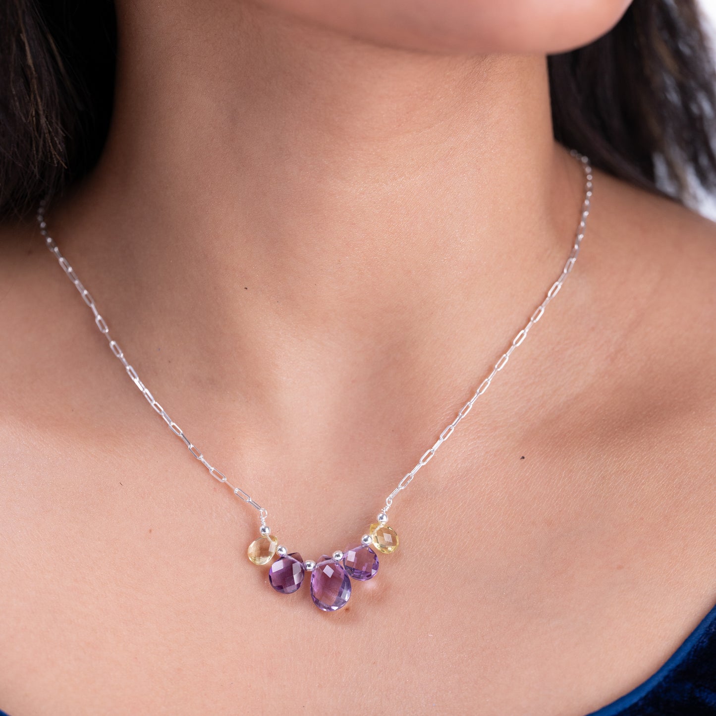 Ishara Silver Stone Necklace