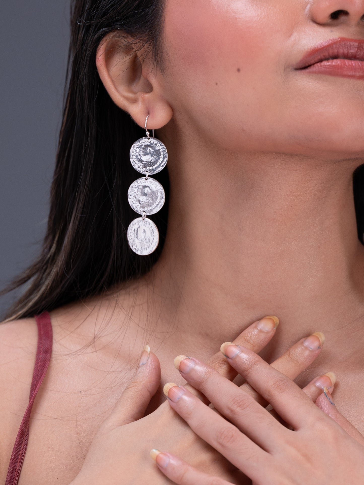 Tavira Silver Coin Earrings
