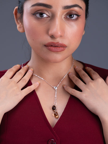 Svara Silver Drop Necklace