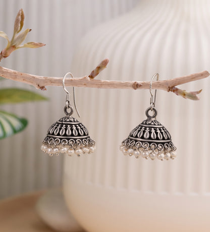 Vamika Antique Silver Jhumka