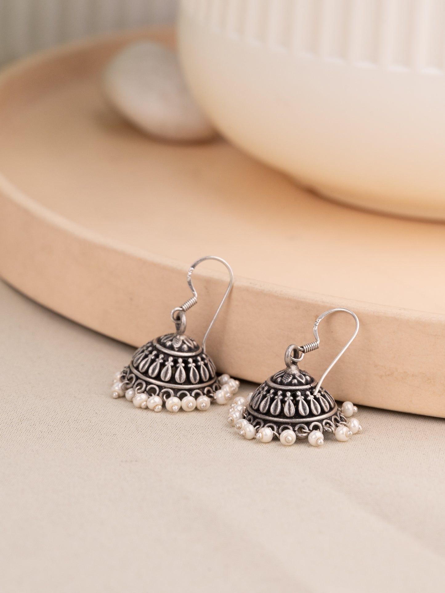Vamika Antique Silver Jhumka