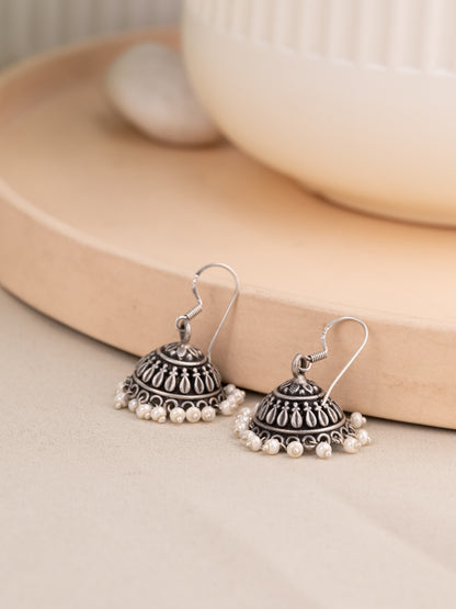 Vamika Antique Silver Jhumka
